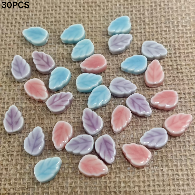 30pcs Leaf-Shaped Ceramic Beads for Handmade Jewelry